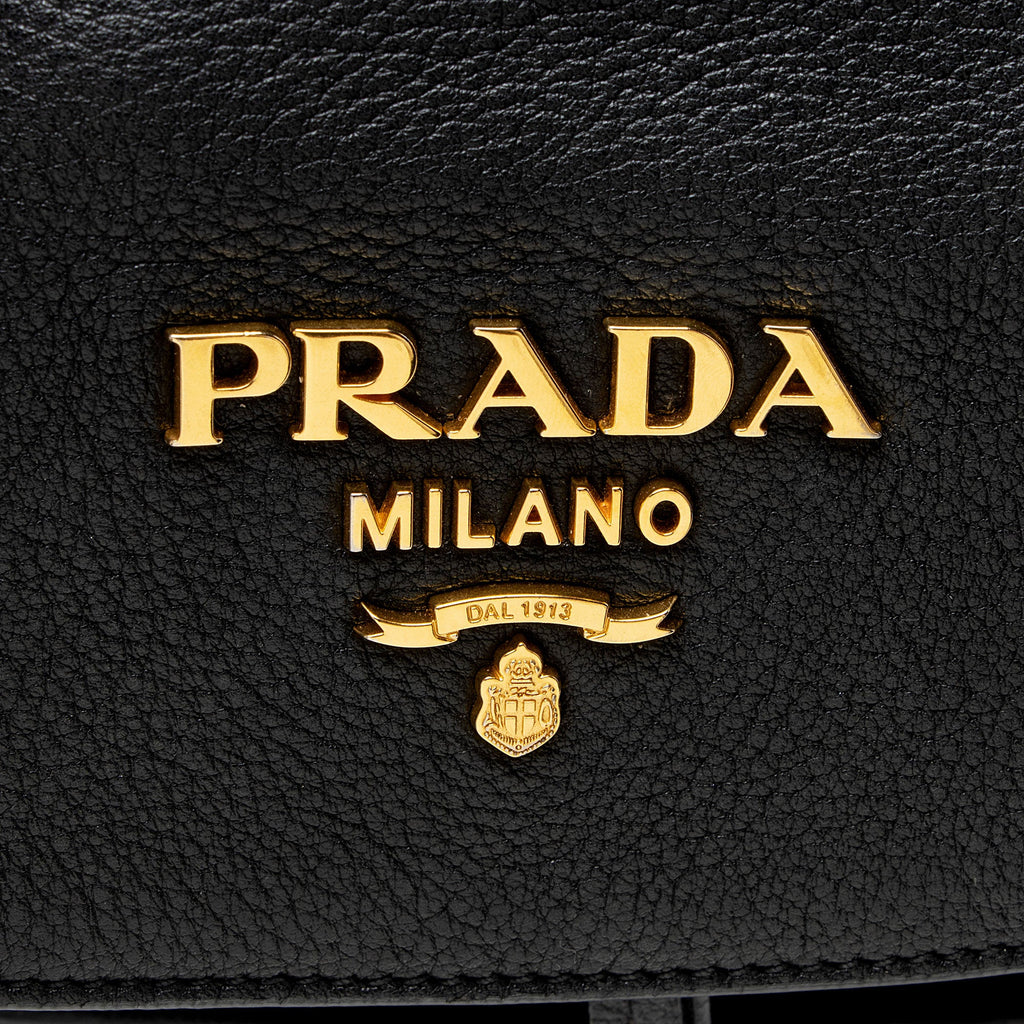 Prada Vitello Daino Drawstring Flap Backpack