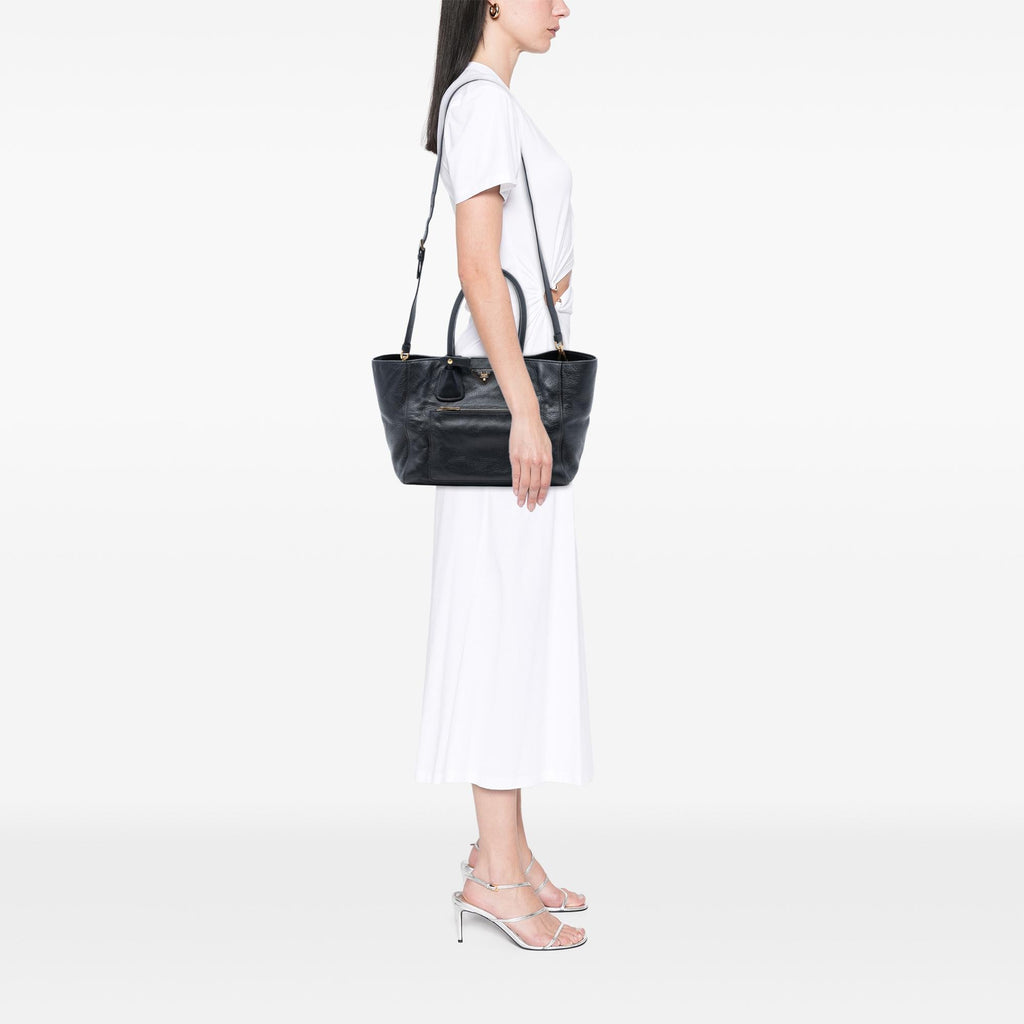 Prada Vitello Daino Front Pocket Open Convertible Tote