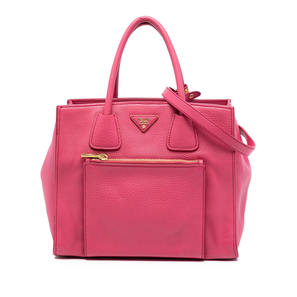 Prada Vitello Daino Front Pocket Open Convertible Tote