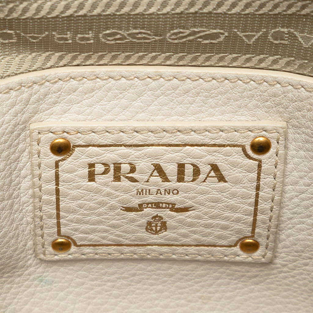 Prada Vitello Daino Front Pocket Open Convertible Tote