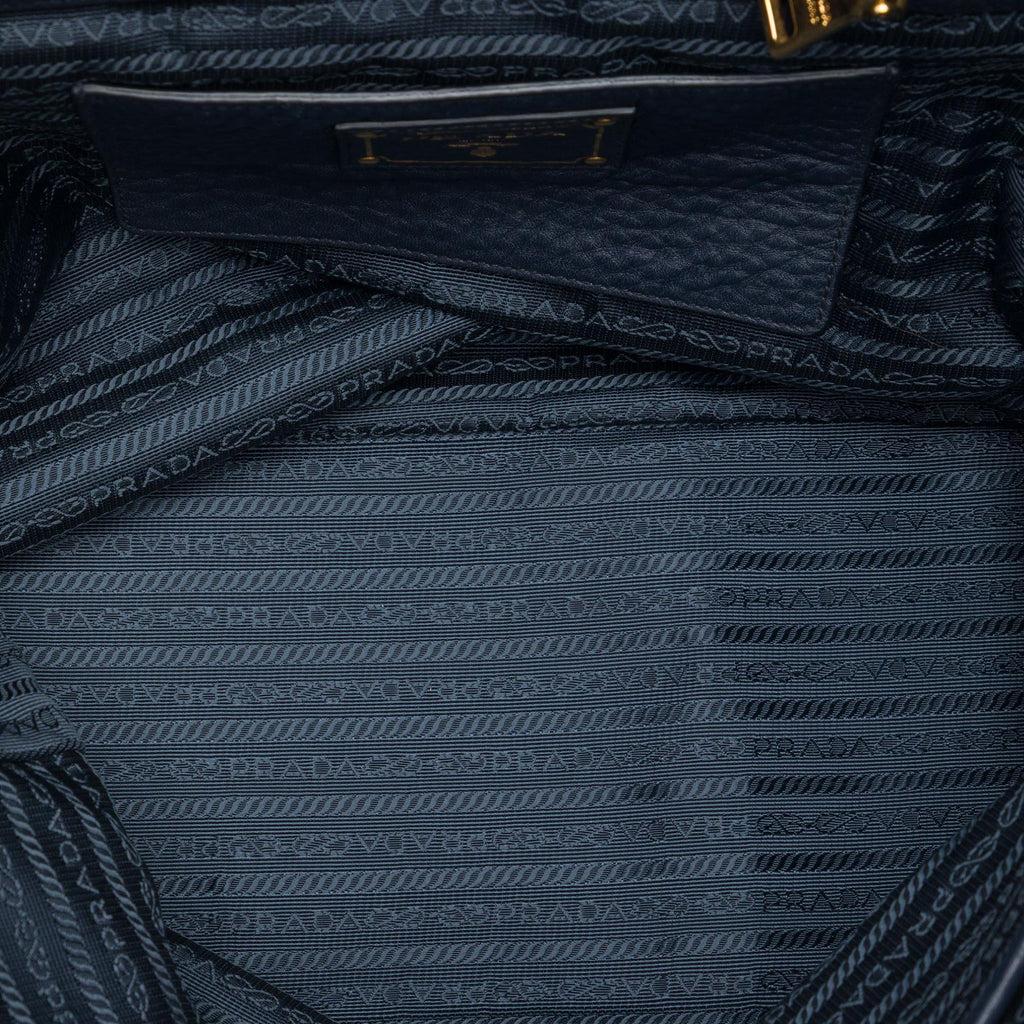 Prada Vitello Daino Side Zip Open Convertible Tote