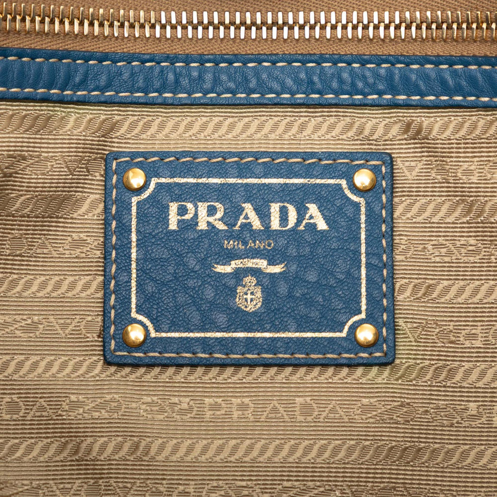 Prada Vitello Daino Side Zip Shopper Tote