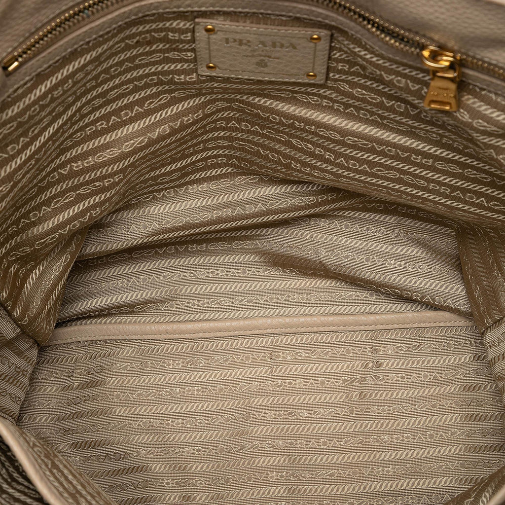 Prada Vitello Daino Side Zip Shopper Tote
