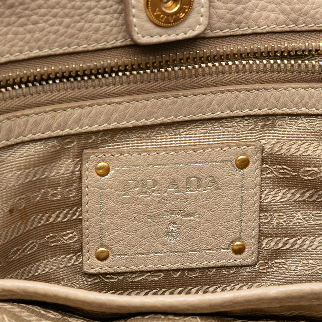 Prada Vitello Daino Side Zip Shopper Tote