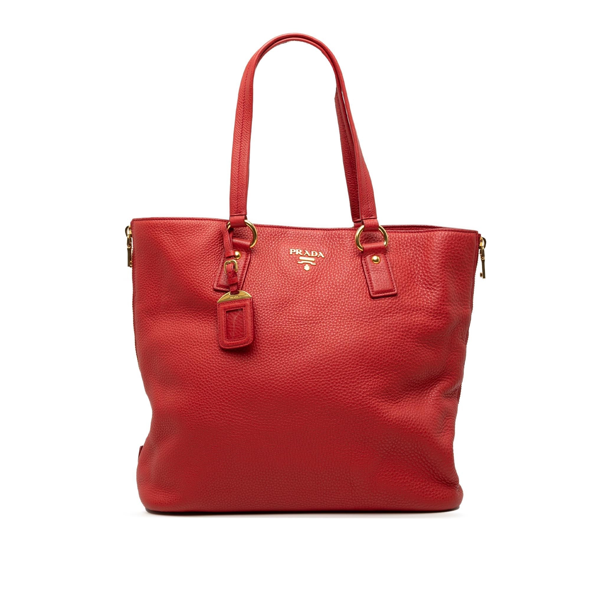 Prada Vitello Daino Side Zip Tote