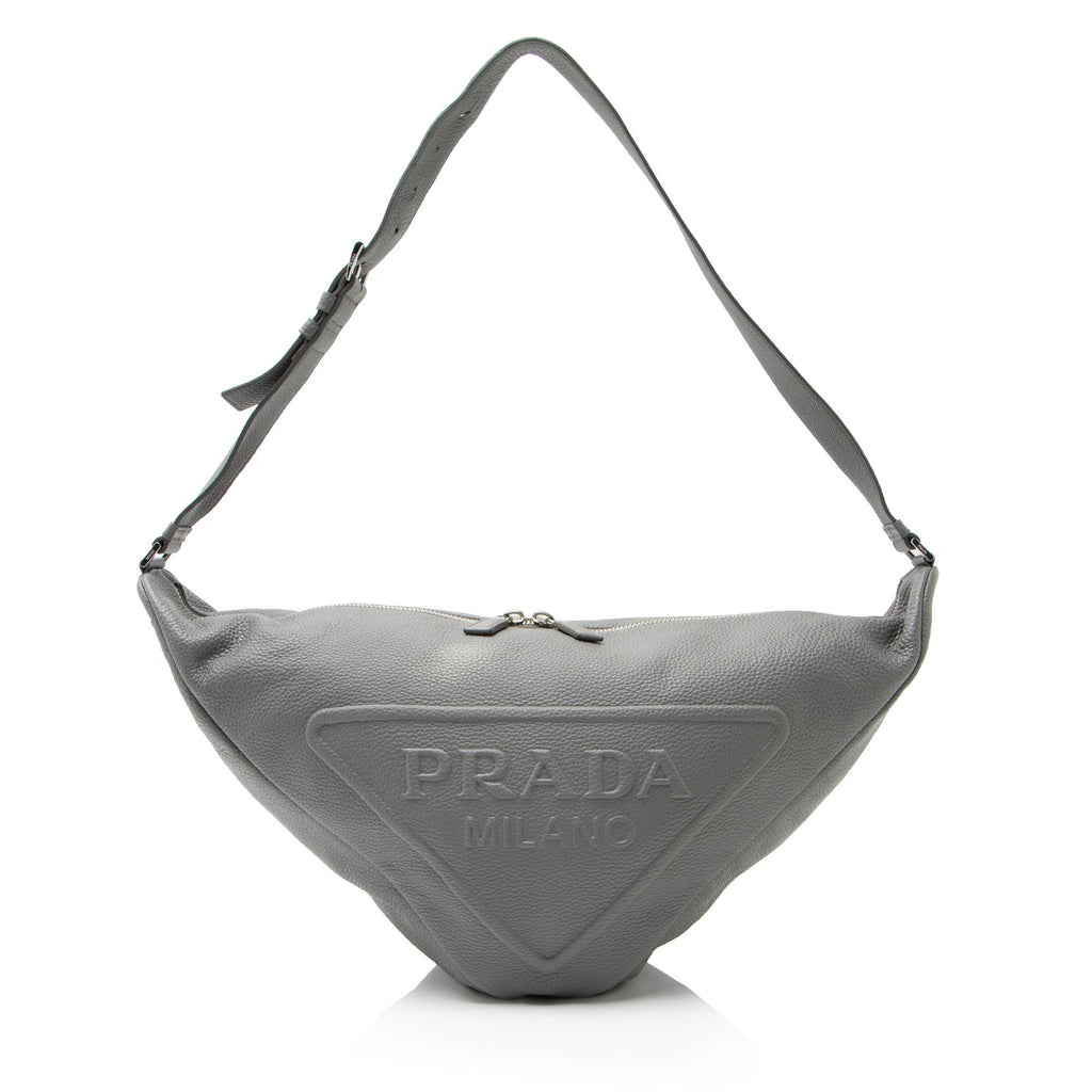 Prada Vitello Daino Triangle Logo Large Crossbody
