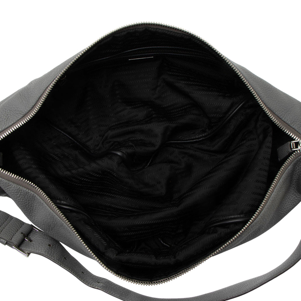 Prada Vitello Daino Triangle Logo Large Crossbody