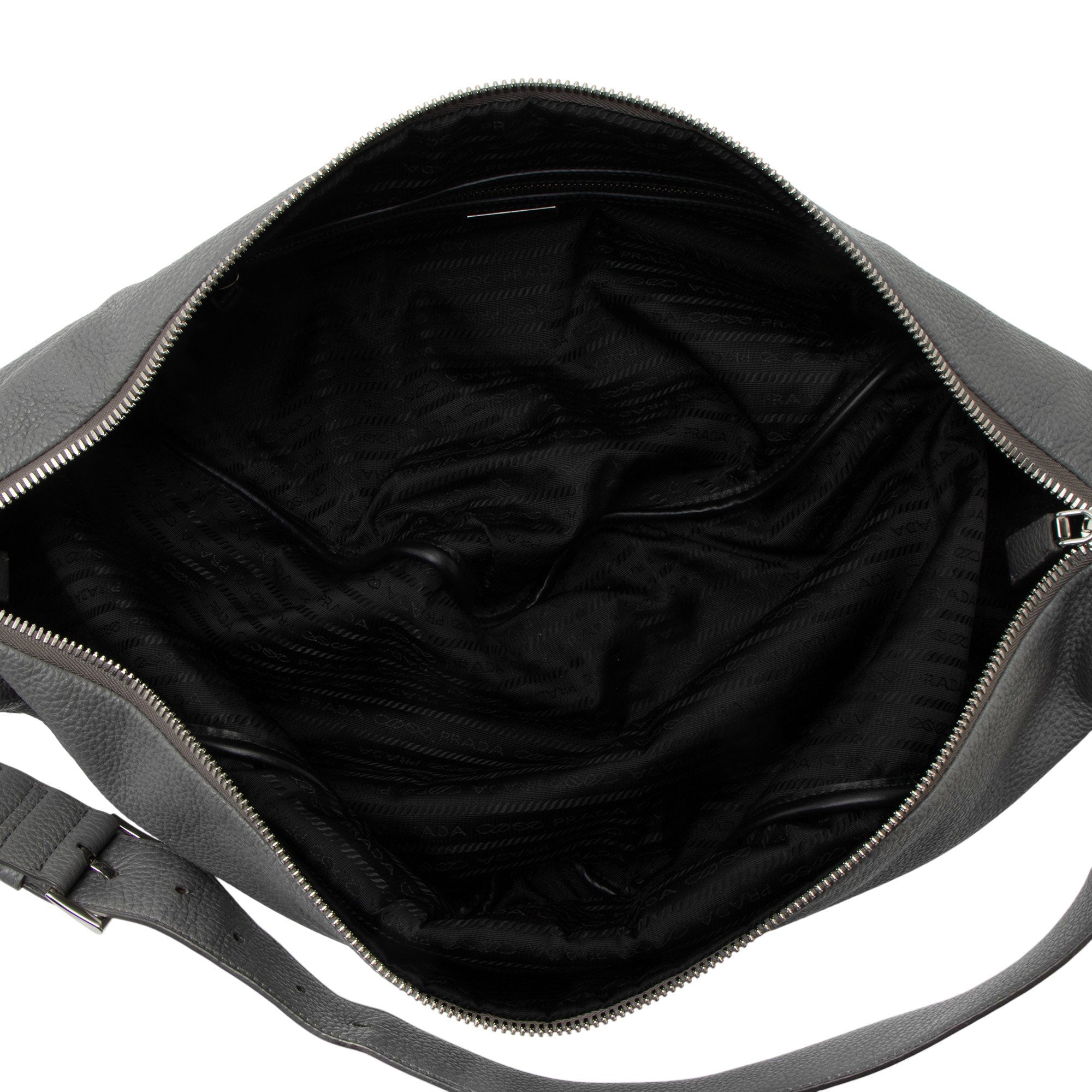 Prada Vitello Daino Triangle Logo Large Crossbody