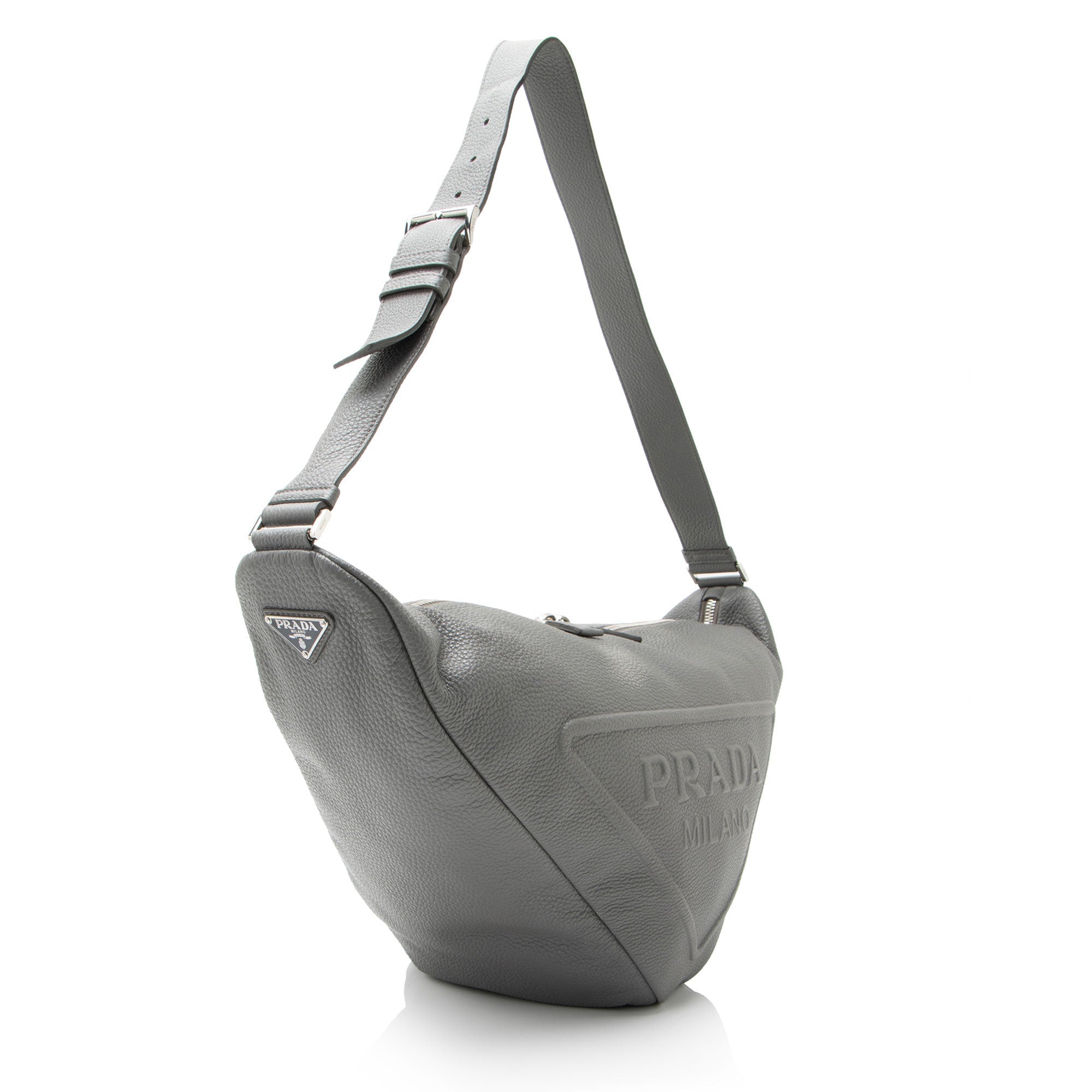 Prada Vitello Daino Triangle Logo Large Crossbody