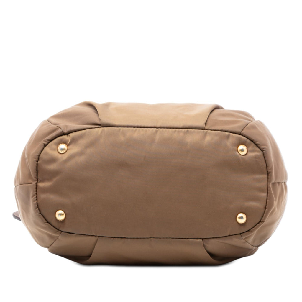 Prada Vitello Daino Trimmed Tessuto Satchel