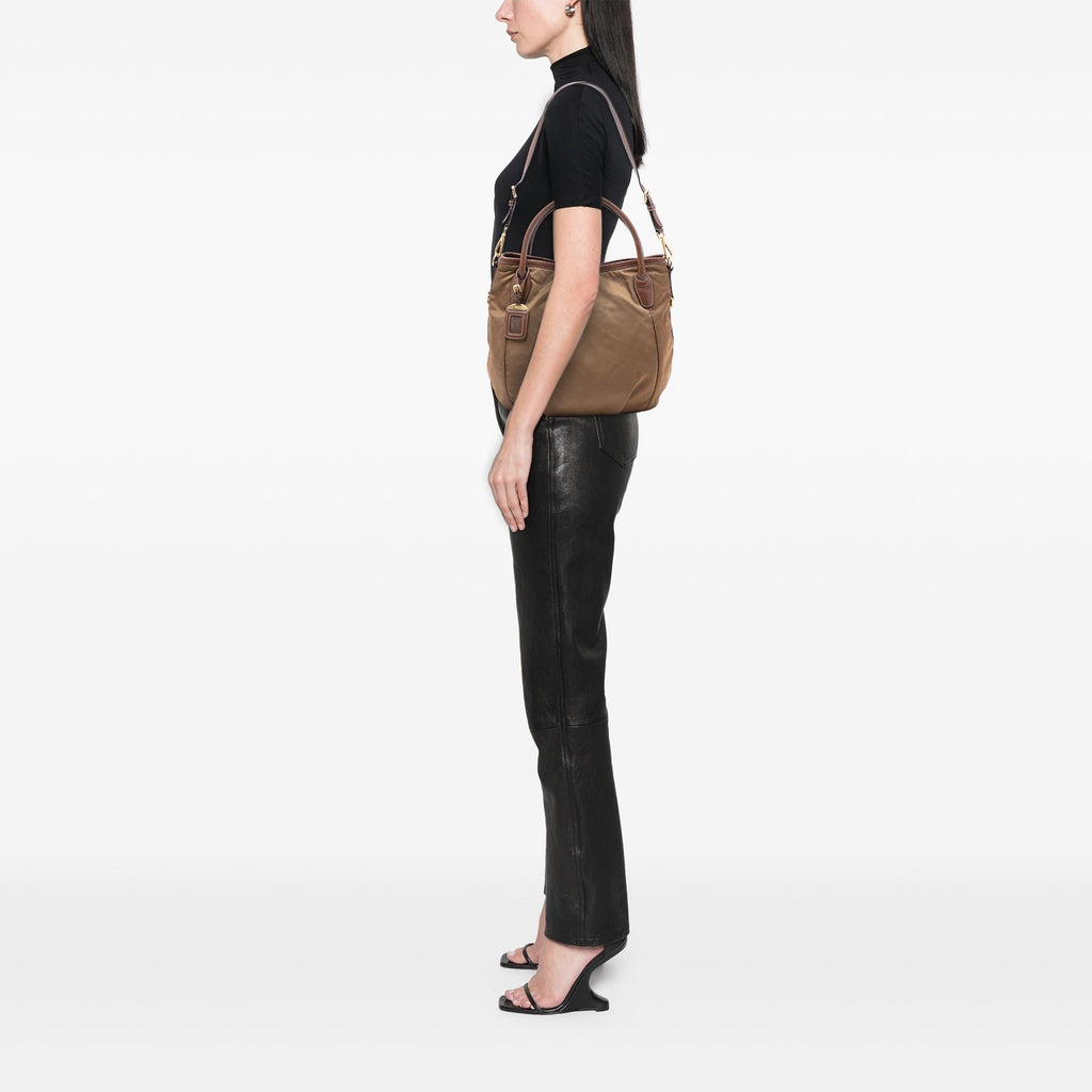 Prada Vitello Daino Trimmed Tessuto Satchel