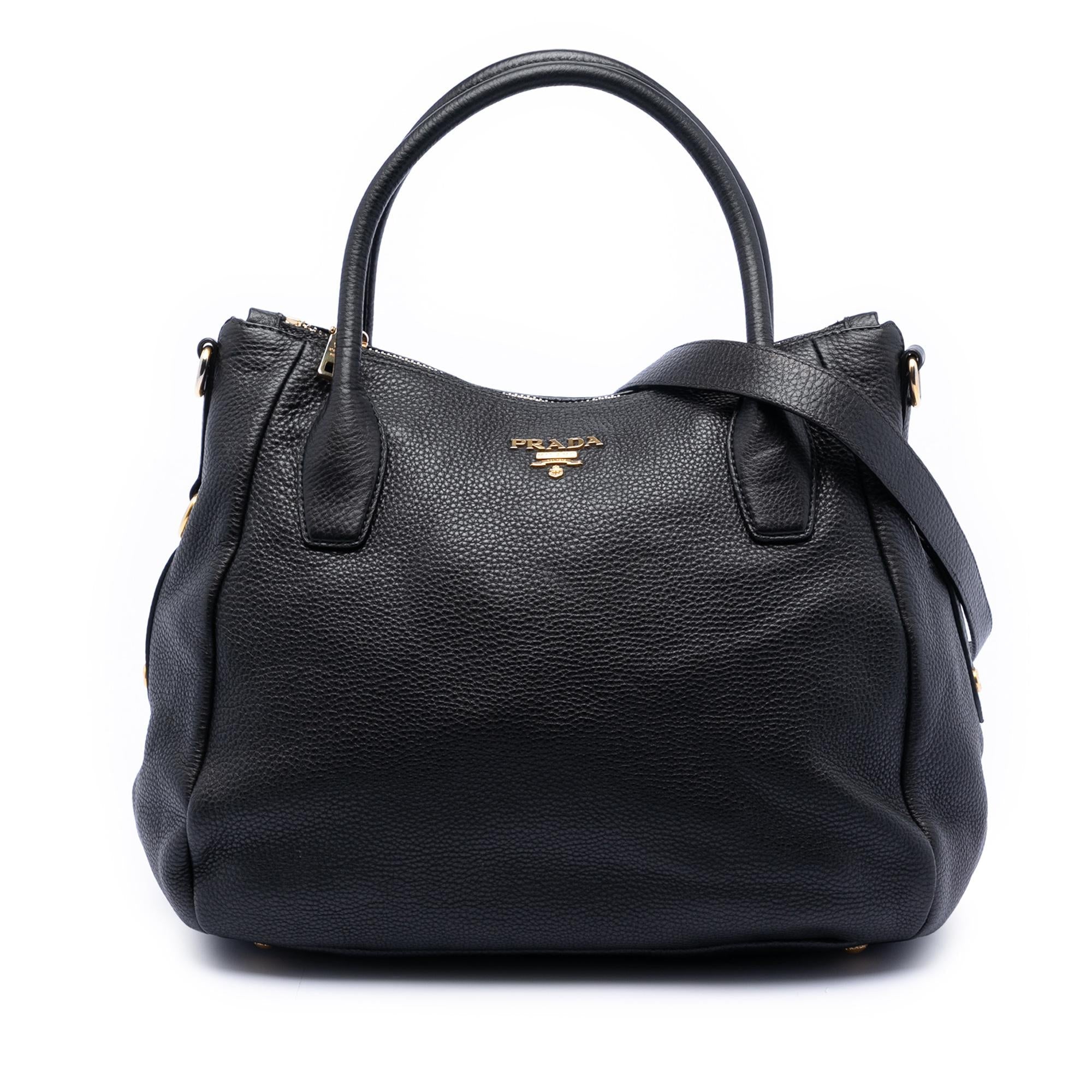 Prada Vitello Daino Zip Top Convertible Tote