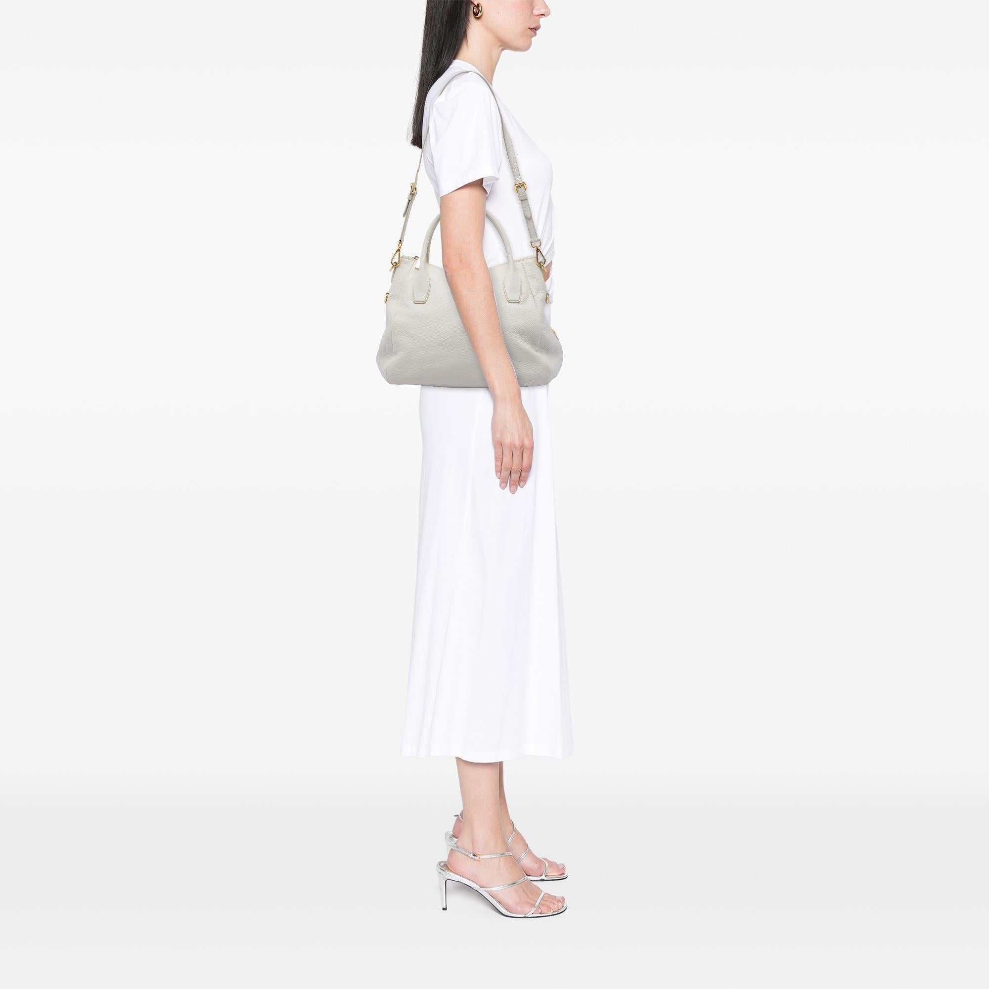 Prada Vitello Daino Zip Top Convertible Tote