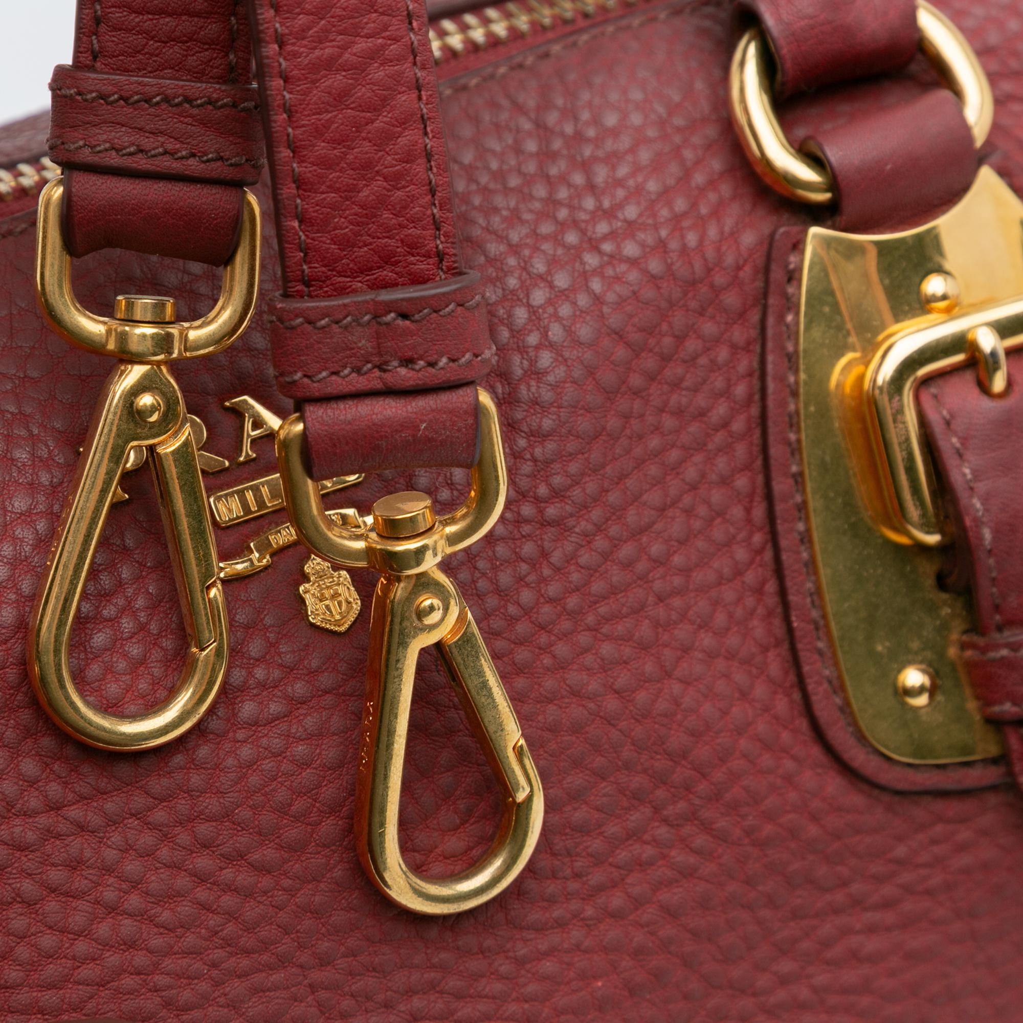 Prada Vitello Daino Zip Top Satchel