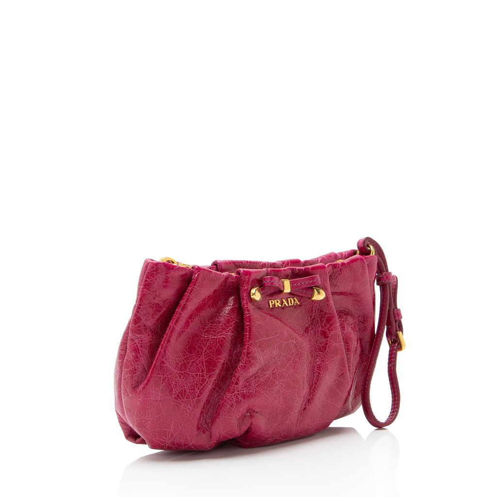 Prada Vitello Shine Bow Wristlet