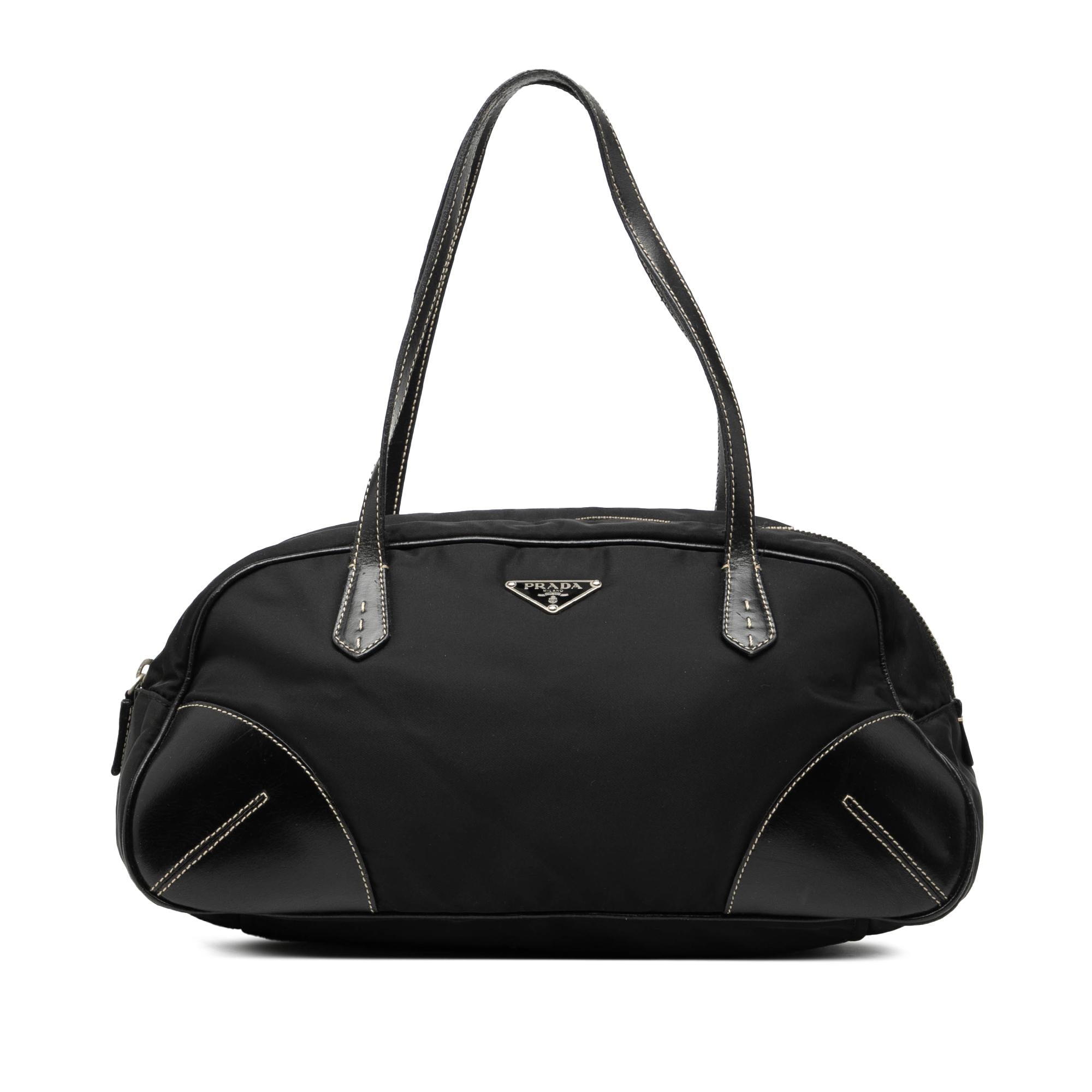 Prada Vitello Trimmed Tessuto Handbag