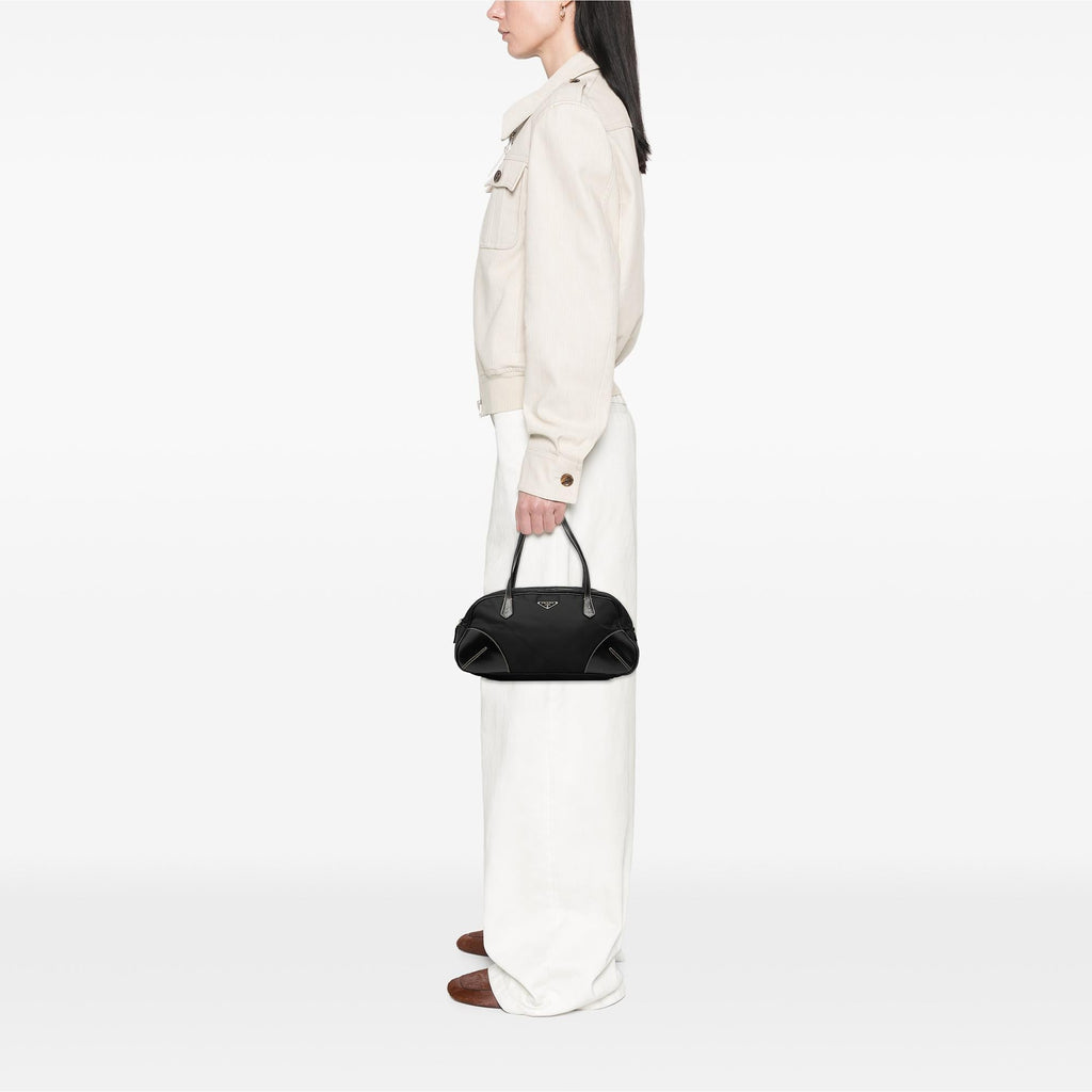 Prada Vitello Trimmed Tessuto Handbag