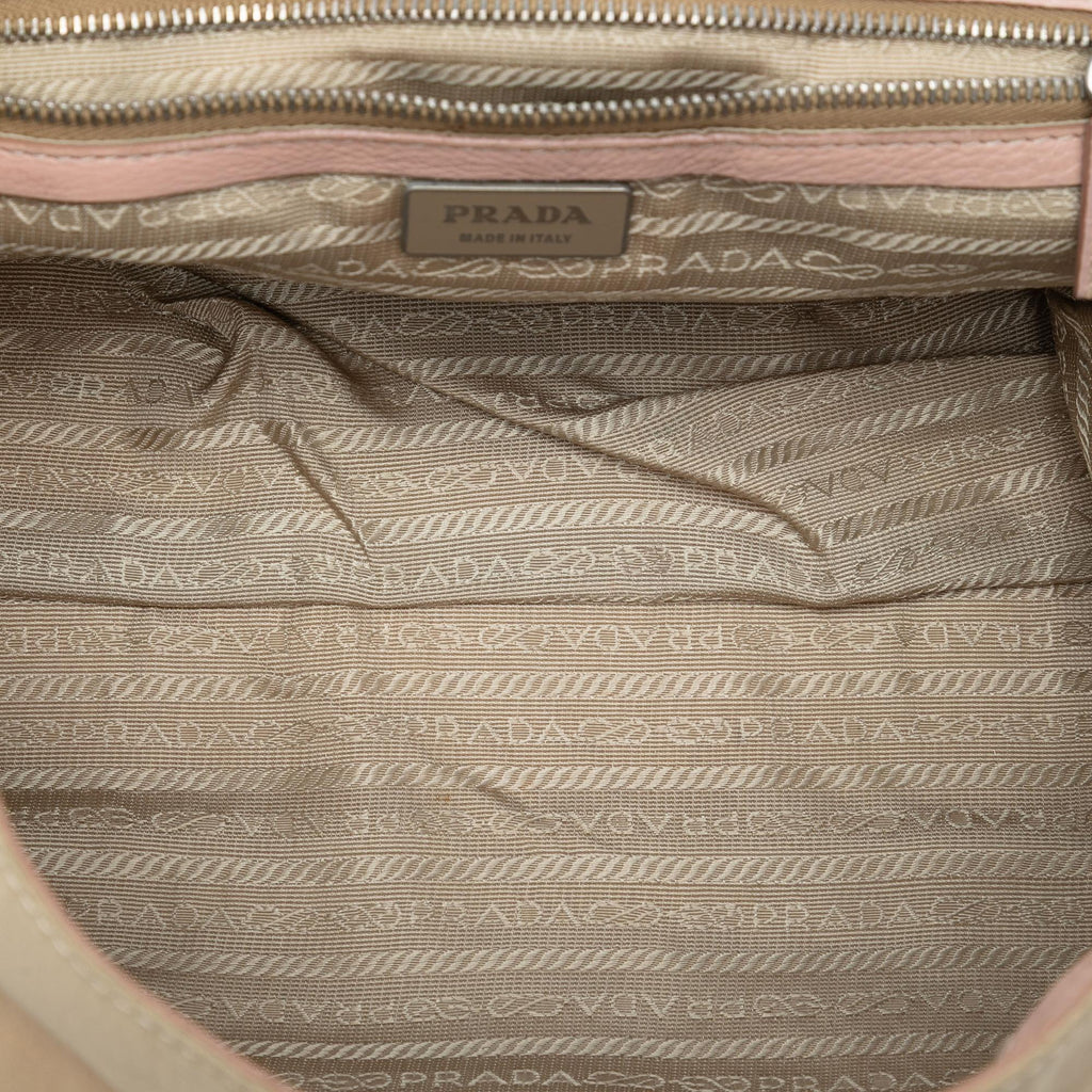 Prada Vitello Trimmed Tessuto Shoulder Bag