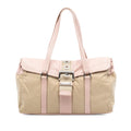 Prada Vitello Trimmed Tessuto Shoulder Bag