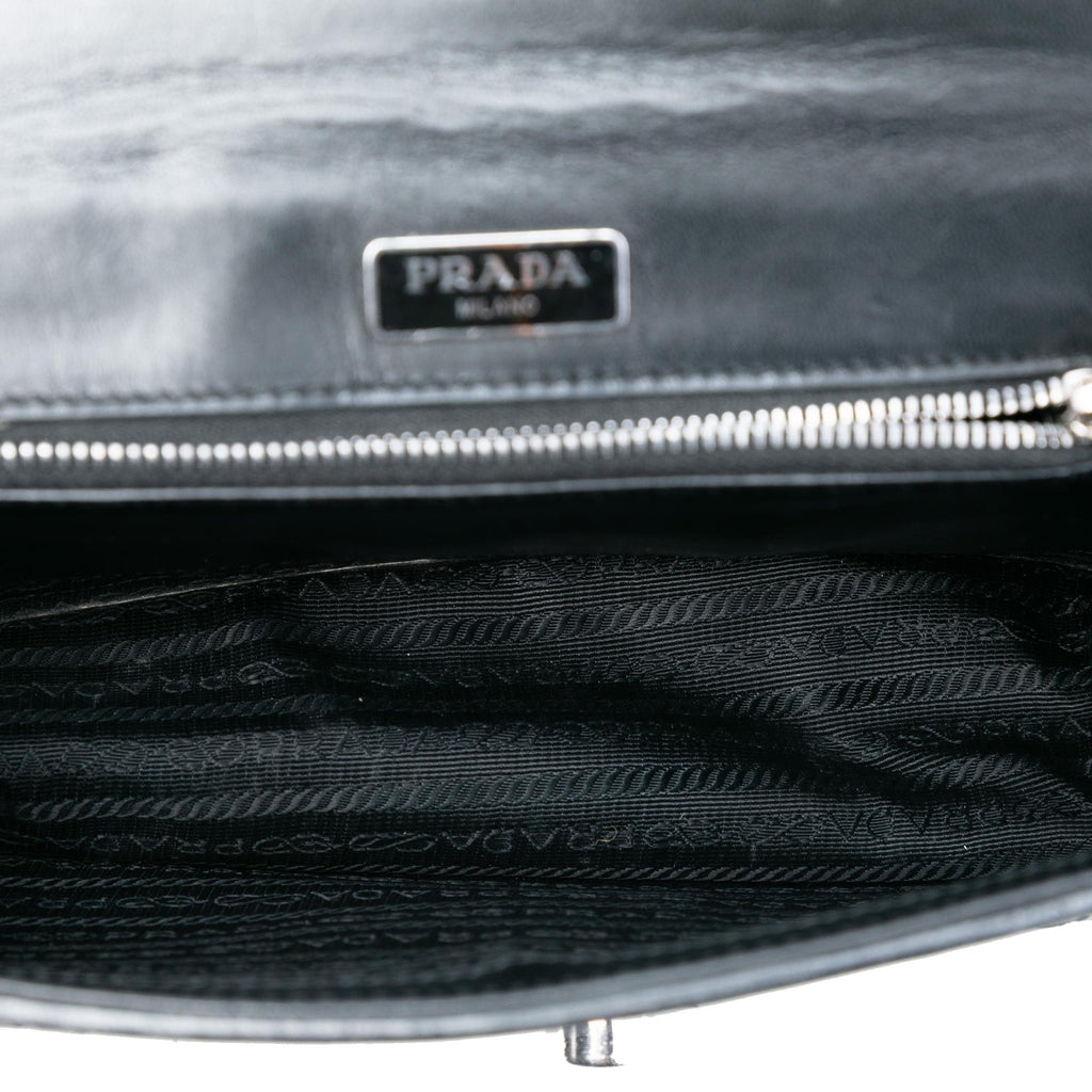 Prada Woven Madras Leather Chain Flap Bag