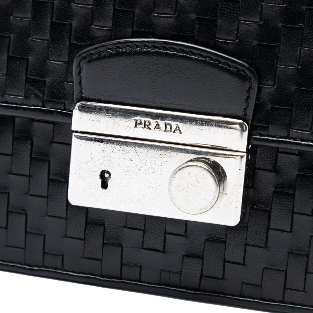 Prada Woven Madras Leather Chain Flap Bag