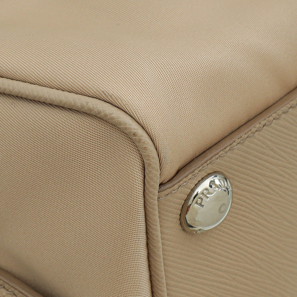 Prada Cammeo Beige Tessuto Re-Edition 2005 Bauletto Bag