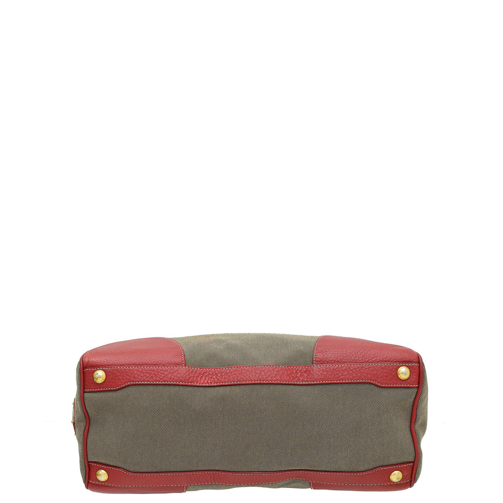 Prada Bicolor Logo Jacquard Bauletto Bag
