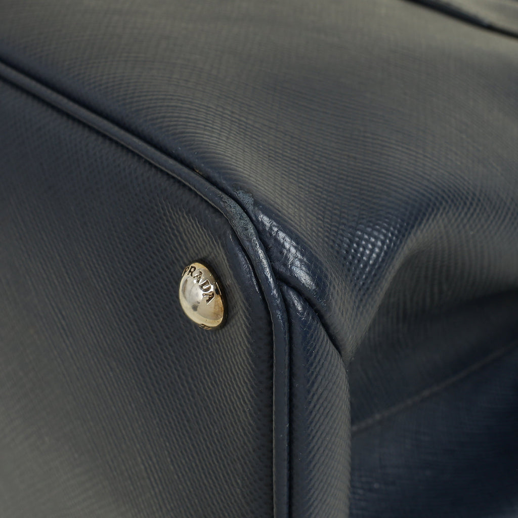 Prada Navy Cuir Turnlock Twin Tote Bag