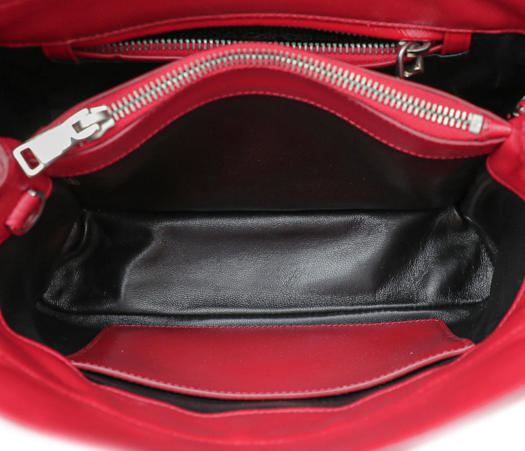 Prada Red Vernis Cuir Twin Small Tote Bag