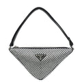 Prada Black Triangle Crystal-Embellished Satin Pouch