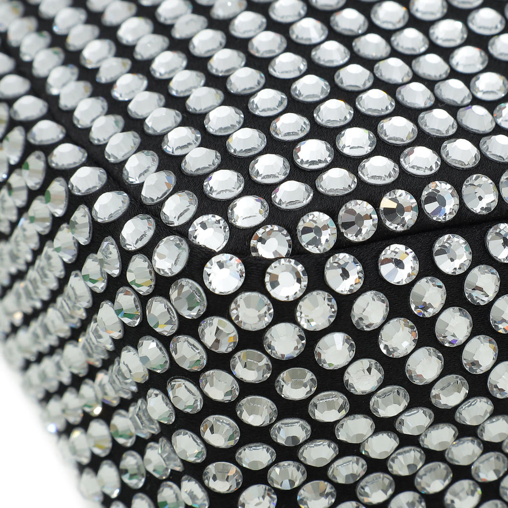 Prada Black Triangle Crystal-Embellished Satin Pouch