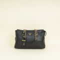Prada Black Vitello Daino Zipped Tote Bag