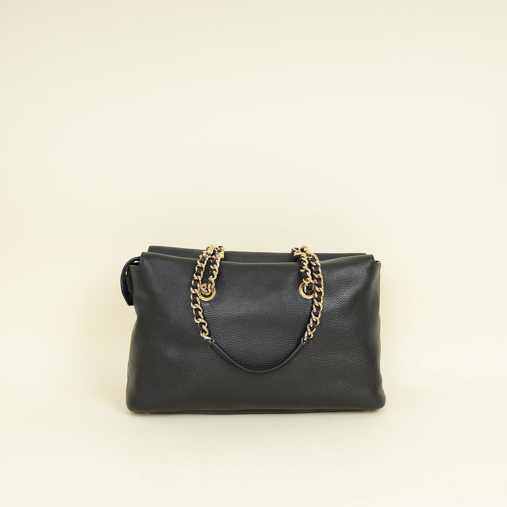 Prada Black Vitello Daino Zipped Tote Bag