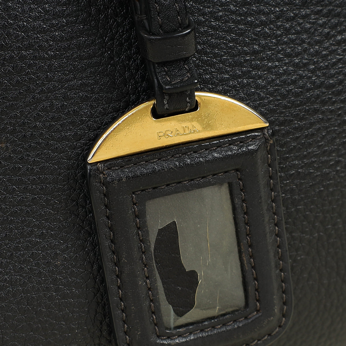 Prada Black Vitello Daino Zipped Tote Bag