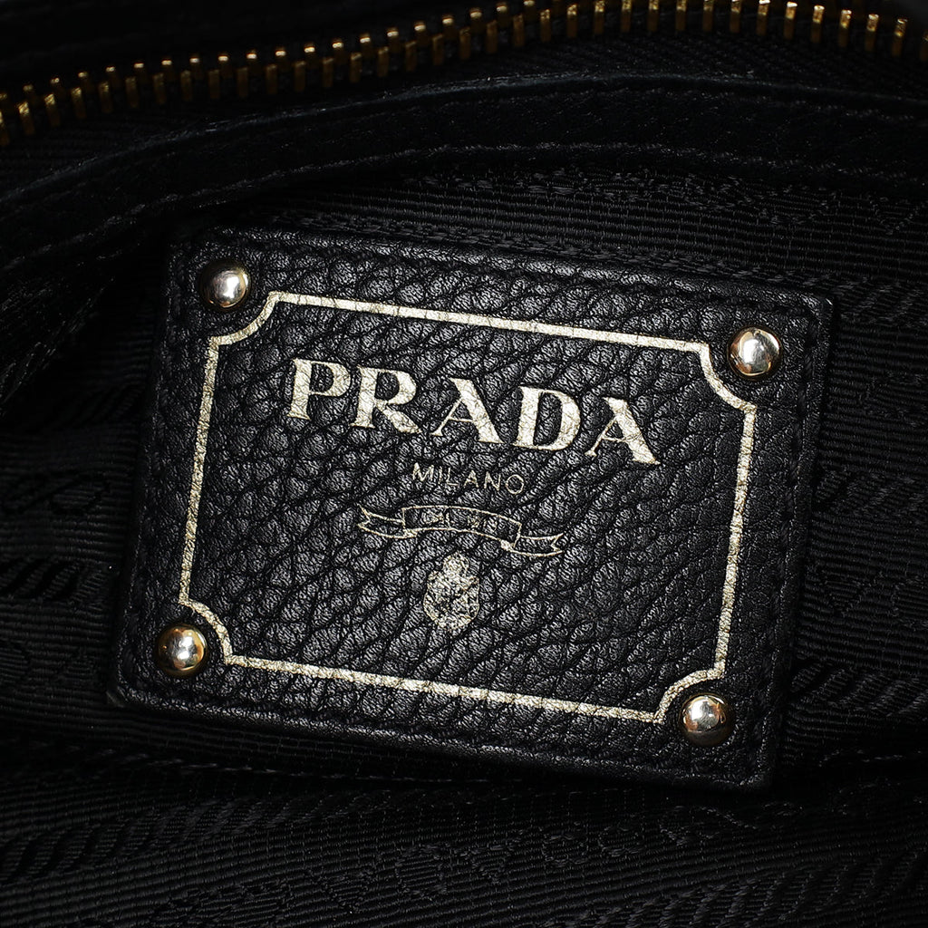 Prada Black Vitello Daino Hobo Bag