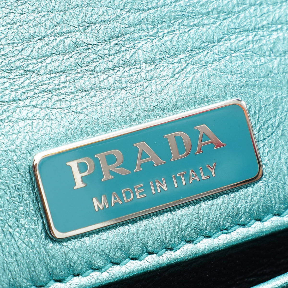 Prada Aqua Blue Metallic Snakeskin Cahier Shoulder Bag
