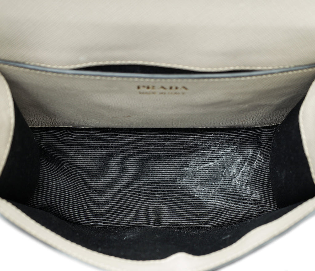 Prada Pomice Gray Turn-lock Flap Chain Bag