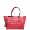 Prada Red Vitello Phenix Shopping Tote Bag