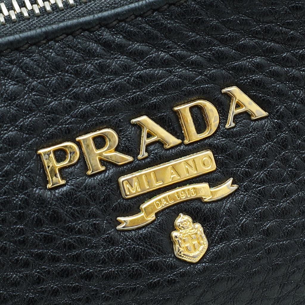 Prada Black Vitello Daino Hobo Bag