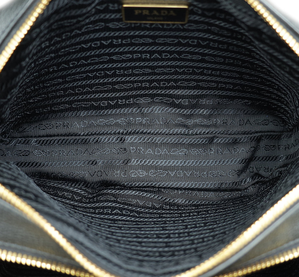 Prada Black Double Zip Camera Crossbody Bag