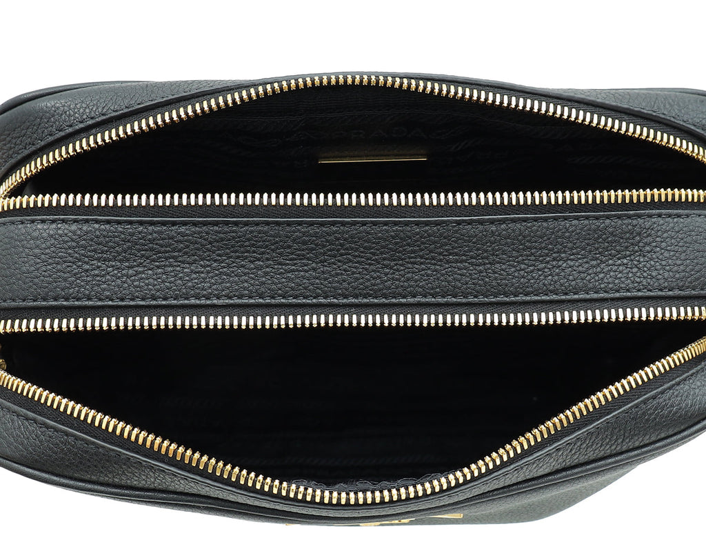 Prada Black Double Zip Camera Crossbody Bag