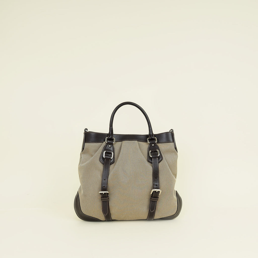 Prada Bicolor Logo Jacquard Hobo Bag