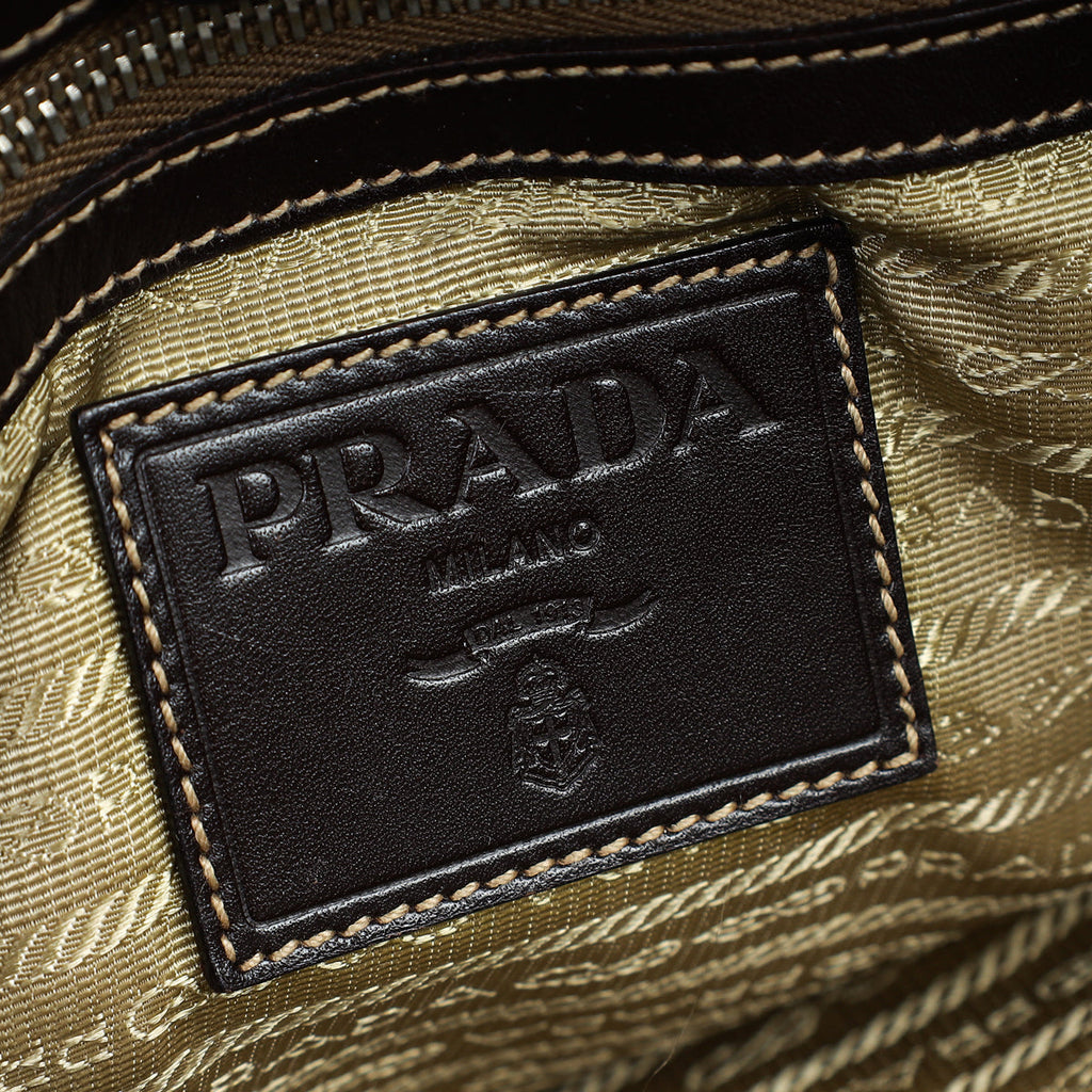 Prada Bicolor Logo Jacquard Hobo Bag
