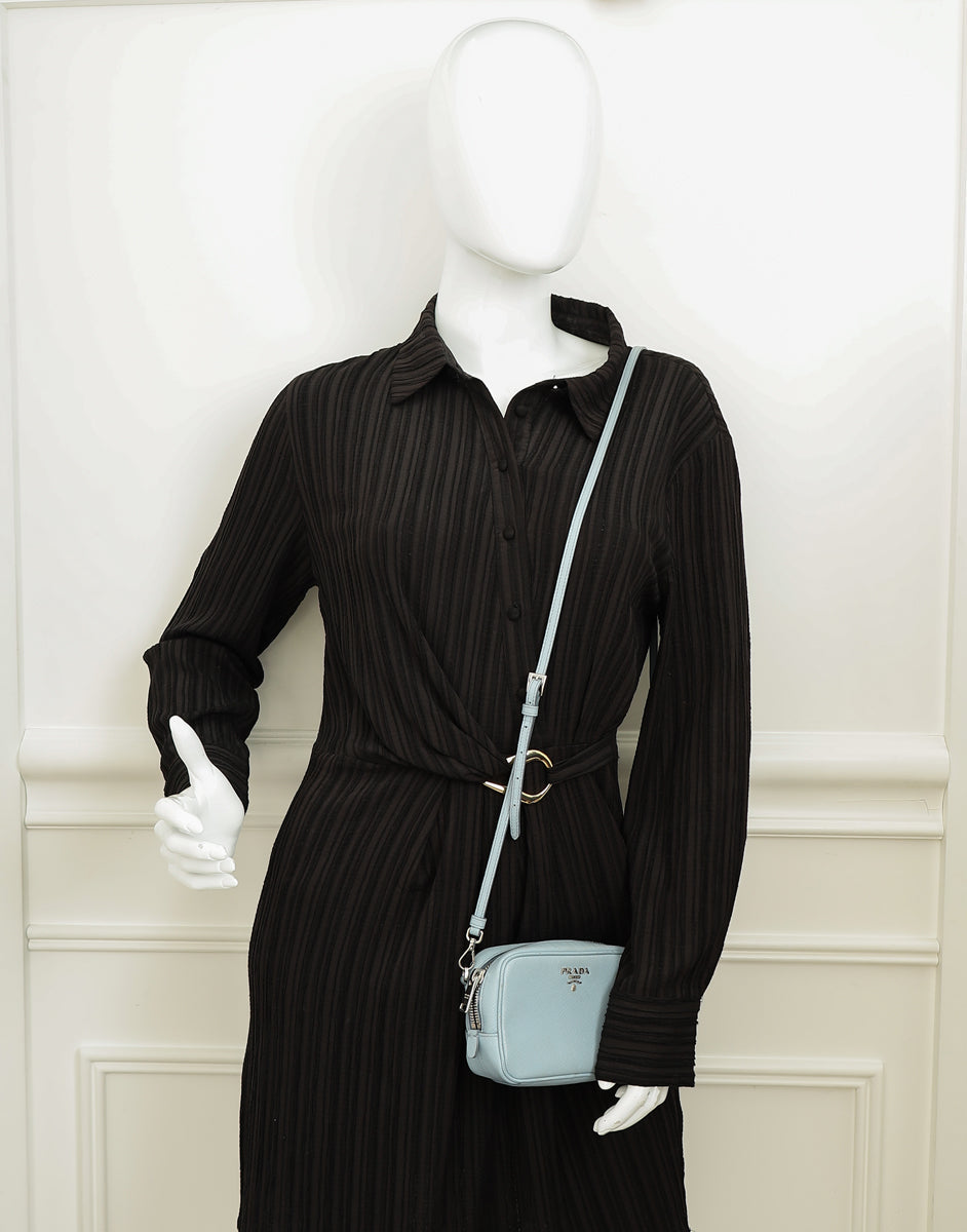 Prada Light Blue Mini Camera Crossbody Bag