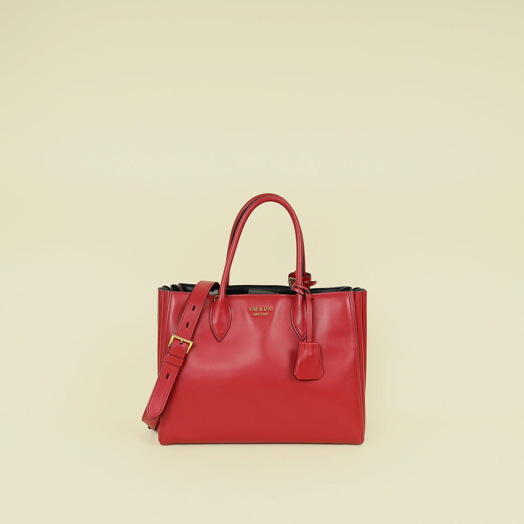 Prada Red Bibliotheque Tote Bag