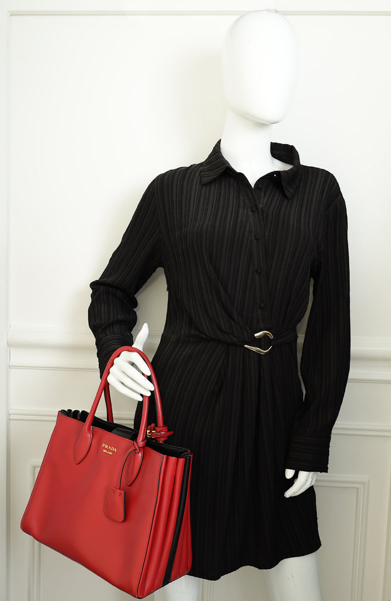Prada Red Bibliotheque Tote Bag