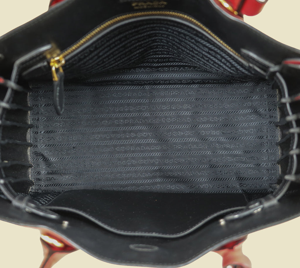 Prada Red Bibliotheque Tote Bag