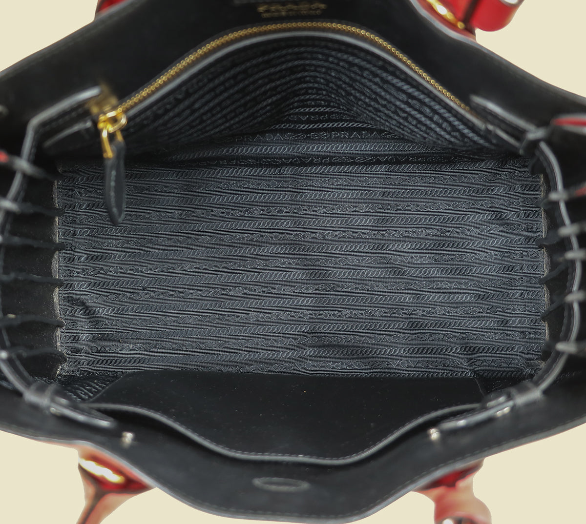 Prada Red Bibliotheque Tote Bag