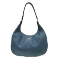 Prada Navy Blue Vitello Daino Zip Top Hobo Bag
