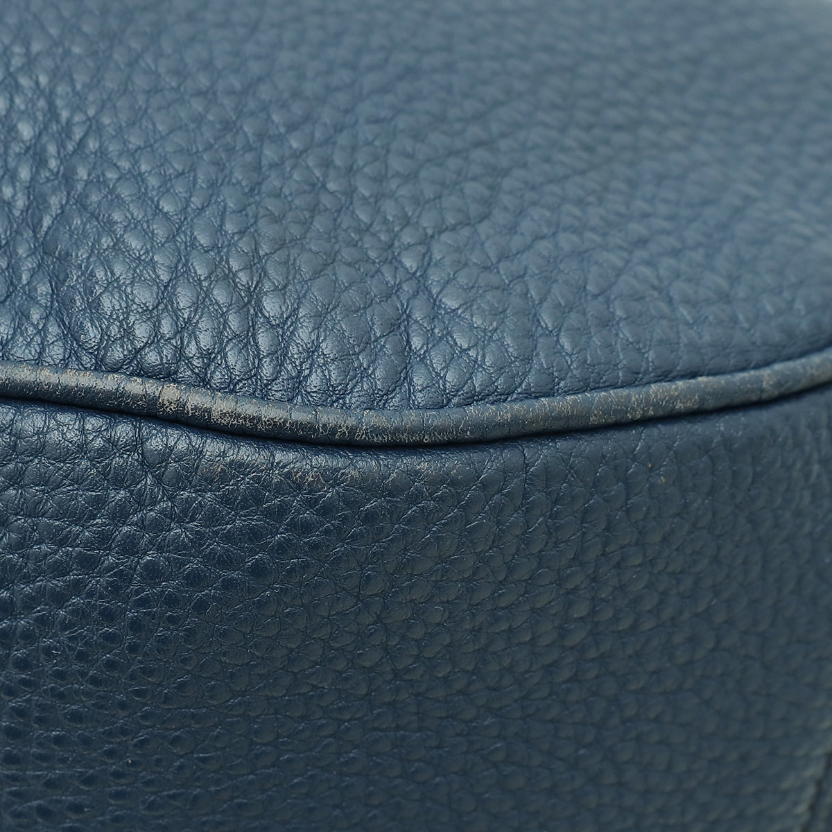 Prada Navy Blue Vitello Daino Zip Top Hobo Bag